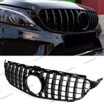 FOR 2014-18 MERCEDES C CLASS W205 PANAMERICANA GT STYLE BLACK FRONT GRILL GRILLE