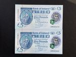 2 X Bank of Ireland, Northern,  5 pounds, 2017 Polymer, Consecutive Prefixes UNC