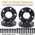2x15mm + 2x20mm Wheel Spacers 5x112 66.6 Hubcentric + Radius Bolts f. Audi A4 A5