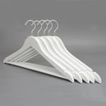 WHITE WOODEN COAT HANGERS SUIT GARMENTS CLOTHES WOOD HANGER TROUSER BAR SET ZENO