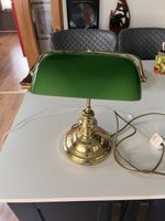 Bankers Desk Lamp Vintage Brass Stand with Green Shade