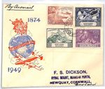 PITCAIRN ISLAND Cover Illustrated UPU ANNIVERSARY GB Cornwall Newquay 1950 XC111