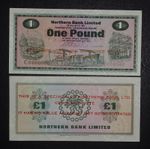 1970 £1 Northern Bank Belfast Ireland SPECIMEN P-187as.2 - C0000000 - UNC PMG 60