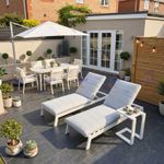 Luxury Outdoor Garden Dasia Reclining Sun Lounger Bed x2 with 1x Side Table Set