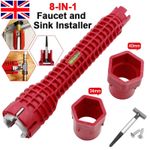 8 in1 Multifunction Faucet Wrench Water Pipe Tap Spanner Bath Sink Installer UK