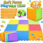 9 Pack Soft Play Mats Eva Foam Interlocking Safety Floor Tiles Activity 30cm