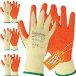 Safety Work Gloves Latex Coated Orange Rubber Heavy Duty Mens Builders Gardening