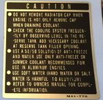 HONDA CX500E EUROSPORT RADIATOR COOLANT CAP CAUTION WARNING DECAL