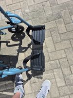 Manual Wheelchair Blue/Black 4-Wheel with Padded Armrests & Adjustable Footrests