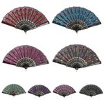 Spanish Lace Silk Folding Hand Held Dance Fan Flower Pattern for Party Wedding