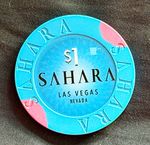 Sahara Las Vegas Nevada $1 Casino Gaming Chip Poker Single Chip Blue/Pink