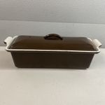 Vintage Rectangular Cast Iron Le Creuset Tureen Size 28 Cookware Glossy Brown@C 