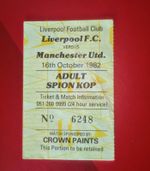 Ticket: 1982/83 Liverpool v Manchester United 16th Oct 1982 Division 1