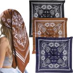 Evadollina Bandana, Set of 3 Women's Bandanas, Silk Scarf XL, Multi-colored