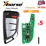 5 x Xhorse XEKF20EN Super Remote Key Flip 4 Buttons with Built-in Super Chip