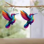 FTCY Acrylic Hummingbird Earrings For Women Colorful Bird Drop Earring