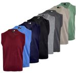 Mens Plain V Neck Sleeveless Sweater Jumper Tank Top Jersey Golf Casual S-5XL