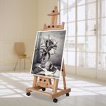 Large Studio H-Frame Easel Painting Floor Beech Wood Adjustable Pro Artist Easel