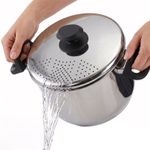 Stainless Steel Pasta Pot Locking Strainer Lid with Induction Base Pan 4.5L