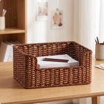 Imitation Rattan Basket Rectangular Basket with Low Front Plastic Wicker