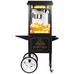 HAXRO Popcorn Machine & Cart 8oz Stylish Black Sleek Compact Design Home Parties