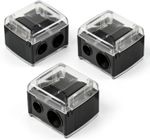 3 Pcs Eyeliner Sharpener,Catches Shavings,Stainless Steel and Plastic,Dual