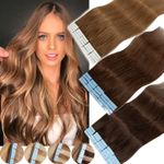 Tape In 100% Russian Real Remy Human Hair Extentions Skin Weft Full Head ^Thick