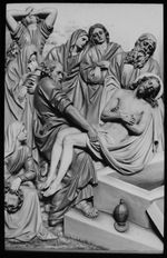 ANTIQUE Glass Magic Lantern Slide THE CRUCIFIXION NO16 C1900 PHOTO OF SCULPTURE