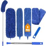 6PCS Extendable Microfiber Feather Duster Cleaning Kit Telescopic 100inch Pole