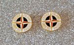 2x Football Casuals Stone Island pin badge hooligan new Red n White 13mm