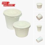 White Paper Sauce Pots With Lids | 4oz & 7oz | Takeaway Container | Disposable