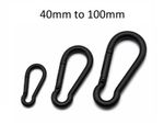 Matte black stainless steel carabiner snap spring hook A4 316 marine grade heavy