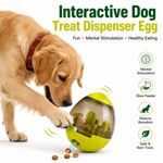 Interactive Dog Treat Dispenser Egg Puzzle Toy, Slow Feeder, Green Plastic