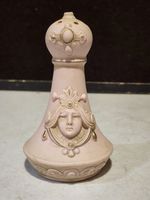 RARE Antique Schafer & Vater Pink Bisque Porcelain Lady Hatpin Holder READ