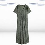 Ex Hush Women’s Dress - Short Sleeve Leopard Print Jersey Midi Khaki Green