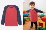 next boys long sleeve t-shirt contrast red navy logo