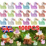 100Pcs Mini Ducks Glitter Resin Tiny Ducks Little Plastic Ducks Twink DIY Decor