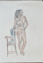 Easy Pause by the Chair By M. Newell Original Female Nude Portrait 24*17”