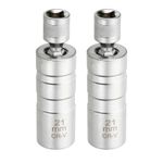 2pcs Spark Plug Socket 3/8 inch Drive 21mm Swivel Magnetic Thin Wall Silver