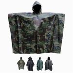 Camouflage Waterproof Ripstop Reusable Poncho Camping Hiking Rain Cover