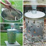 GARDEN RUBBISH FIRE BIN GALVANIZED INCINERATOR PAPER LEAF WOOD WASTE BURNER 15L