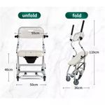 Folding shower stool with wheels, multifunctional bedside commode and wheelchair