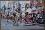greg lemond shouts out in celebration winning the race signed 12x8 photo