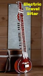 Indian String Instrument Designer Sitar Tun Wood Electric Travel Sitar with bag