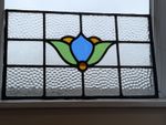 RENOVATED: Decorative Compact 1930's Stained Glass Window Panel 49 x 29cm