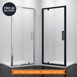 700mm Pivot Shower Door 6mm Toughened Glass Enclosure Chrome or Black