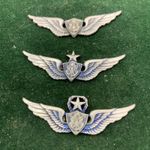 US Air Force Enlisted Man Wings Badge Basic, Senior, Master 1970’s Silver Filled