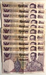 Thailand 5000 baht - Circulated - lot of 10 pieces of 500 baht P86 1975-1988