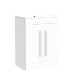 Bathroom Cabinet Vanity Unit Sink Basin Storage Ceramic White 600 mm Furniture