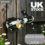 Double Sided 50mm Gate Bolt - 5 Keys Security Lock for Garden/Shed (Heavy Duty)